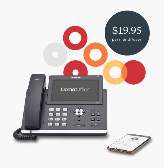 T48S phone with <a href='/small-business-phone-systems/plans/' class='text-dark' aria-label='Ooma office price per extension at $19.95, select to go to the plans page.'>$19.95</a> per month/user